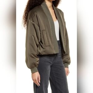 BLANKNYC Oversized Satin Puffer Open Secret Jacket